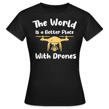 Drone volant, drones, drones, modèles réduits d’avions - T-shirt Femme - noir - Devant - AI Model Female 172 dark (172cm)