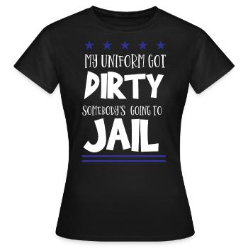 Costume d’uniforme de policier - T-shirt Femme - noir - Devant - AI Model Female 172 dark (172cm)
