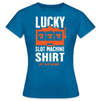 Machine à sous, Jeux d’argent, Machine à sous - T-shirt Femme - bleu saphir antique chiné - Devant - AI Model Female 172 dark (172cm)