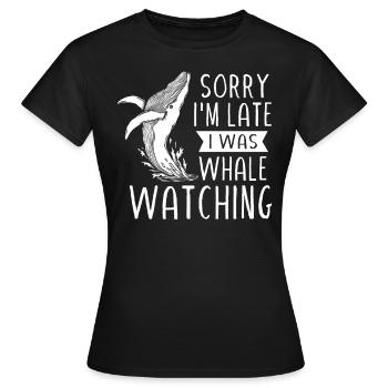 Whales, whales, whale watching, whale watching - Women's T-Shirt - black - Front - AI Model Female 172 dark (172cm)