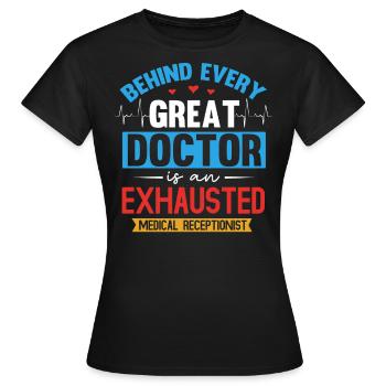 Assistante médicale, réceptionniste - T-shirt Femme - noir - Devant - AI Model Female 172 dark (172cm)