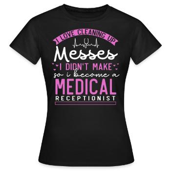 Assistante médicale, réceptionniste - T-shirt Femme - noir - Devant - AI Model Female 172 dark (172cm)