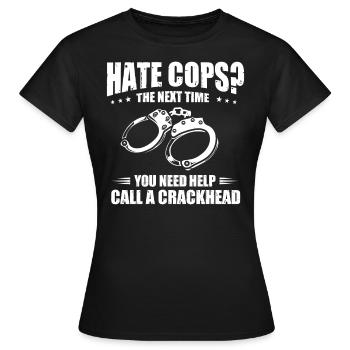 Costume de policier - T-shirt Femme - noir - Devant - AI Model Female 172 dark (172cm)
