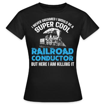 Échelle de chemin de fer, Railfan de chemin de fer - T-shirt Femme - noir - Devant - AI Model Female 172 dark (172cm)