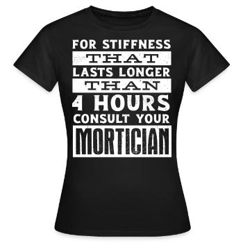Gardiens de cadavres, pompes funèbres, salons funéraires - T-shirt Femme - noir - Devant - AI Model Female 172 dark (172cm)