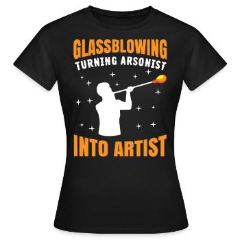 Soufflage de verre, Aroniste, souffleur de verre, souffleur de verre - T-shirt Femme - noir - Devant - AI Model Female 172 dark (172cm)