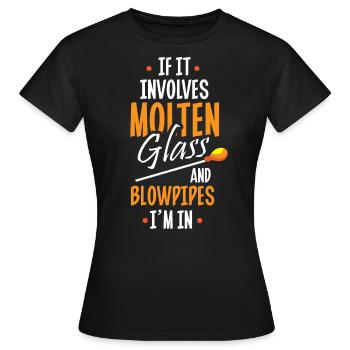 Soufflage de verre, Aroniste, souffleur de verre, souffleur de verre - T-shirt Femme - noir - Devant - AI Model Female 172 dark (172cm)