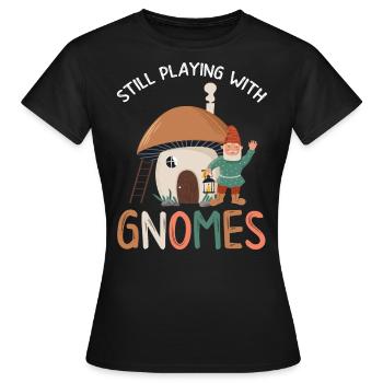Gnome - Gnome Collecting - Gnome Collector - T-shirt Femme - noir - Devant - AI Model Female 172 dark (172cm)