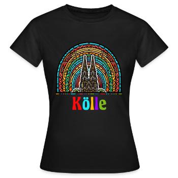 Cologne Arc-en-ciel Cathédrale de Cologne Carnaval de Kölsch Colonia - T-shirt Femme - noir - Devant - AI Model Female 172 dark (172cm)