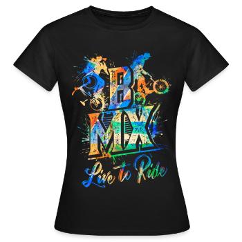 BMX Vélo - BMX Équitation - BMX pour Enfants - BMX - T-shirt Femme - noir - Devant - AI Model Female 172 dark (172cm)