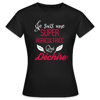 Super Agricultrice qui Déchire - T-shirt Femme - noir - Devant - AI Model Female 172 dark (172cm)