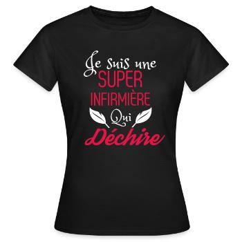 Super Infirmière qui Déchire - T-shirt Femme - noir - Devant - AI Model Female 172 dark (172cm)