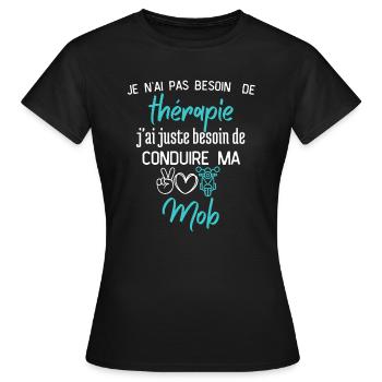 Thérapie mobylette - T-shirt Femme - noir - Devant - AI Model Female 172 dark (172cm)