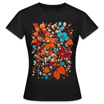Blumen mit Nüsse - Frauen T-Shirt - Schwarz - Vorne - AI Model Female 172 dark (172cm)