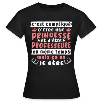 cadeau humour une professeure,prof primaire,profs - T-shirt Femme - noir - Devant - AI Model Female 172 dark (172cm)
