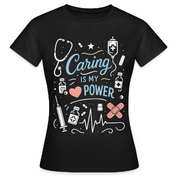 Pflege Beruf Caring is my Power - Women's T-Shirt - black - Front - AI Model Female 172 dark (172cm)