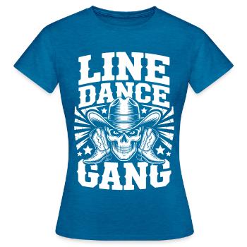 Line Dance Gang Skull Cowboy - Women's T-Shirt - antique blue sapphire heather - Front - AI Model Female 172 dark (172cm)