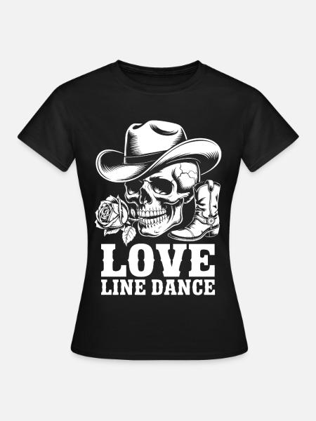 Skelett Cowboy Line Dance - Frauen T-Shirt - Schwarz