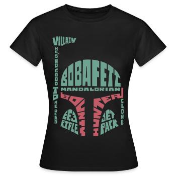 Star Wars: Mandalorian Helm Aus Schriftzügen - Frauen T-Shirt - Schwarz - Vorne - AI Model Female 172 dark (172cm)