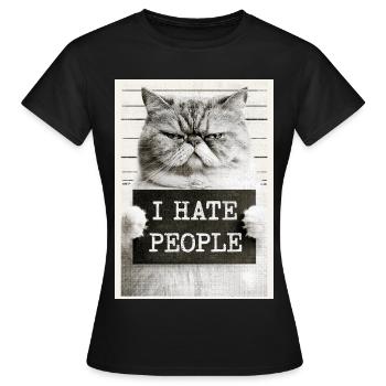 GrimmigerKater JE DÉTESTE LES GENS - T-shirt Femme - noir - Devant - AI Model Female 172 dark (172cm)