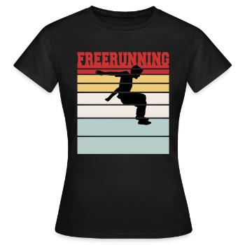 T-shirt rétro de l'équipe de freerunning - T-shirt Femme - noir - Devant - AI Model Female 172 dark (172cm)