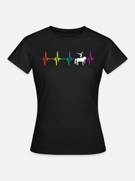 Vaulting Rainbow Heartbeat - Frauen T-Shirt - Schwarz