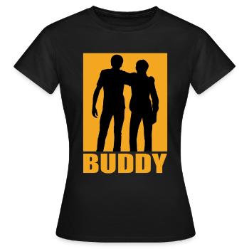 Buddy design - Women's T-Shirt - black - Front - AI Model Female 172 dark (172cm)