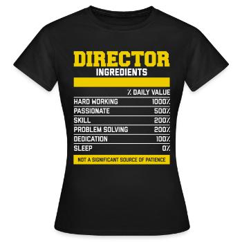 T-Shirt Ingrédients Fantaisie Directeur - T-shirt Femme - noir - Devant - AI Model Female 172 dark (172cm)