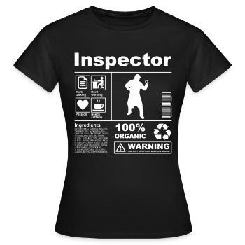 Description du produit Inspector - T-shirt Femme - noir - Devant - AI Model Female 172 dark (172cm)
