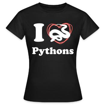 J'aime les pythons - T-shirt Femme - noir - Devant - AI Model Female 172 dark (172cm)