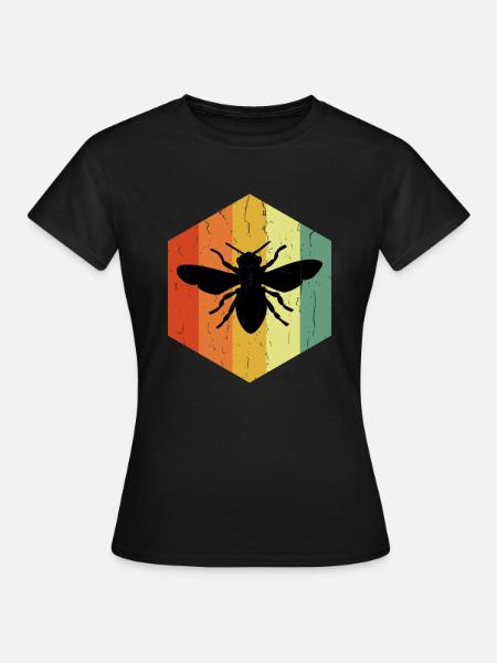 Distressed Bee Vcela Hexagon - Frauen T-Shirt - Schwarz