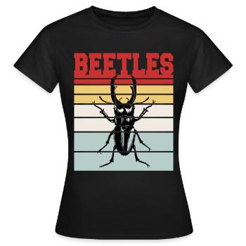 BEETLES - Frauen T-Shirt - Schwarz - Vorne - AI Model Female 172 dark (172cm)