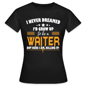 Serveur ici je le tue - T-shirt Femme - noir - Devant - AI Model Female 172 dark (172cm)