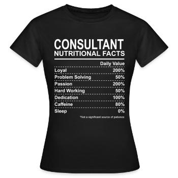 Consultant en valeurs nutritives - T-shirt Femme - noir - Devant - AI Model Female 172 dark (172cm)