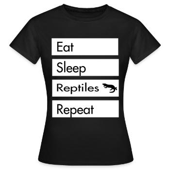 Eat Sleep Reptiles Repeat - Reptile Design - Frauen T-Shirt - Schwarz - Vorne - AI Model Female 172 dark (172cm)