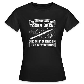 Querflöte üben Tage Musik Musiker Musikinstrument - Frauen T-Shirt - Schwarz - Vorne - AI Model Female 172 dark (172cm)