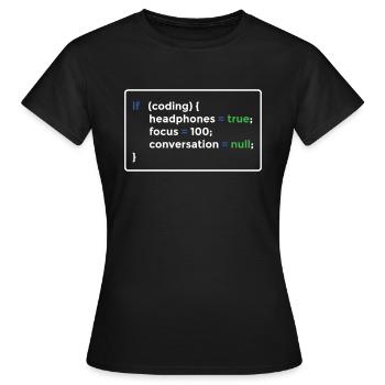 Programmer programming - Women's T-Shirt - black - Front - AI Model Female 172 dark (172cm)