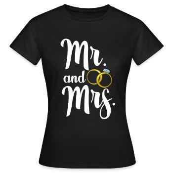 Mr. and Mrs. Mr & Mrs. Gift Girlfriend Boyfriend Eh - Women's T-Shirt - black - Front - AI Model Female 172 dark (172cm)