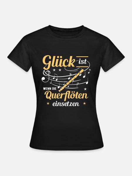Querflöte - Frauen T-Shirt - Schwarz