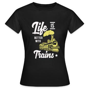 Train trains train modèle - T-shirt Femme - noir - Devant - AI Model Female 172 dark (172cm)