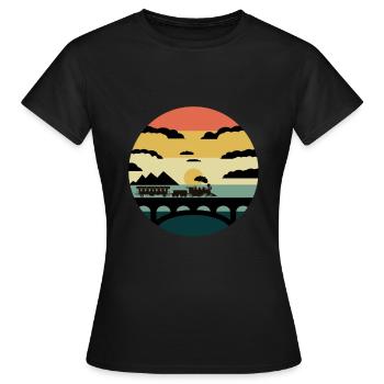 Train trains train modèle - T-shirt Femme - noir - Devant - AI Model Female 172 dark (172cm)