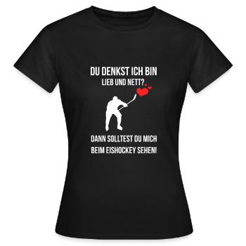 Eishockey - Frauen T-Shirt - Schwarz - Vorne - AI Model Female 172 dark (172cm)