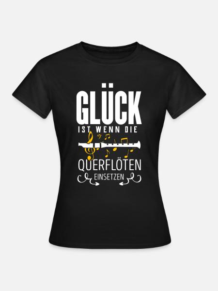 Querflöte - Frauen T-Shirt - Schwarz