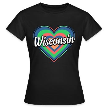 Cadeau de cœur coloré du Wisconsin - T-shirt Femme - noir - Devant - AI Model Female 172 dark (172cm)