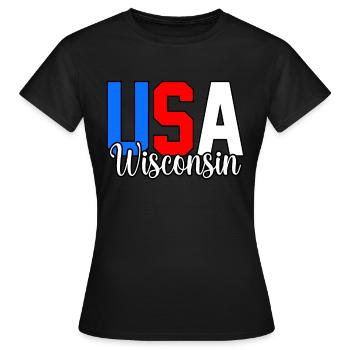 Usa Wisconsin Cadeau - T-shirt Femme - noir - Devant - AI Model Female 172 dark (172cm)