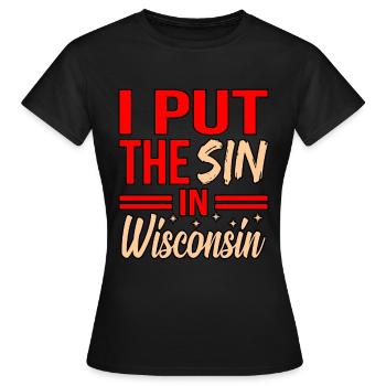 Cadeau Sin in Wisconsin - T-shirt Femme - noir - Devant - AI Model Female 172 dark (172cm)