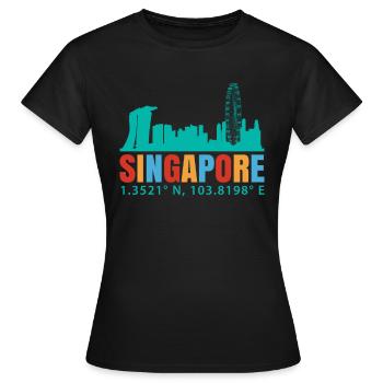 Singapur - Frauen T-Shirt - Schwarz - Vorne - AI Model Female 172 dark (172cm)