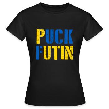Puck Futin - Ukraine Poutine attaque l’Europe Démo - T-shirt Femme - noir - Devant - AI Model Female 172 dark (172cm)