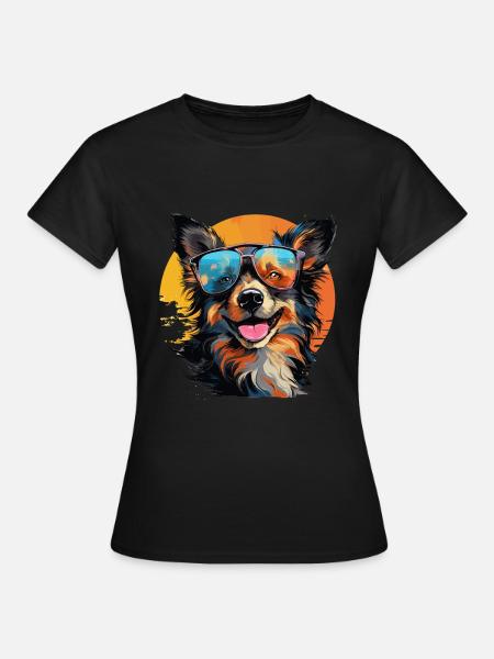 Dog with sunglasses pop art - Women's T-Shirt - black