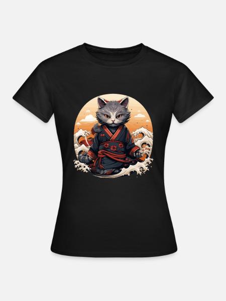 Samurai Cat Cat Ninja Katana Japan - Women's T-Shirt - black